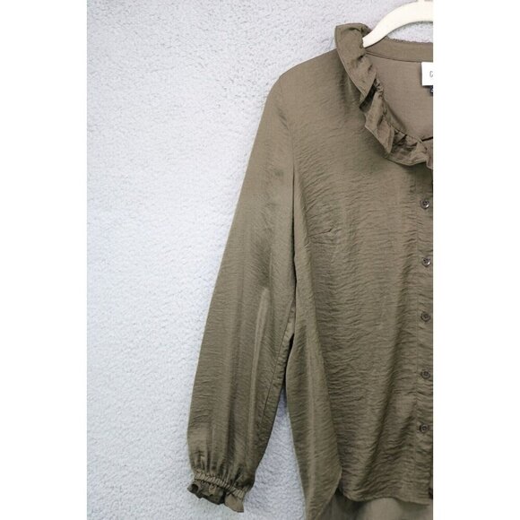 Cabi Long Sleeve Button-Up Ruffle Blouse-Small-Silky-Business-Office - Picture 3 of 11